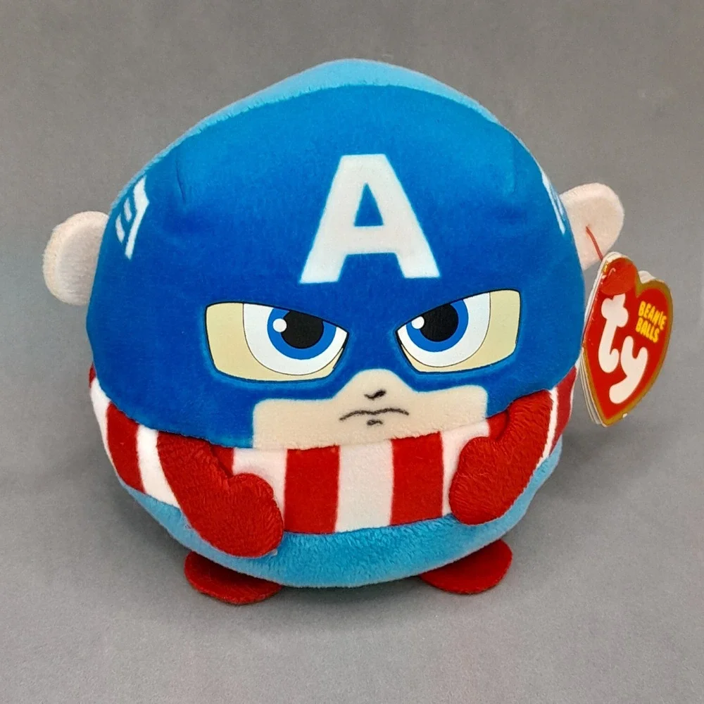 Ty Beanie Balls Marvel Captain America Plush Round Stuffed Toy 4 inch 2024